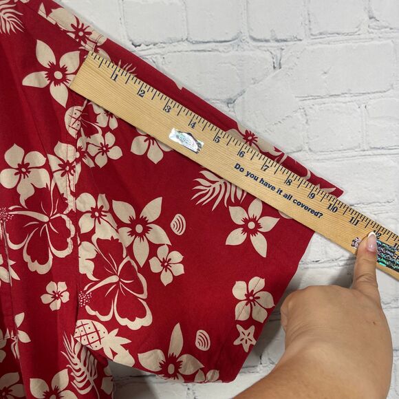 Diney Shirt Men Large Hawaiian Floral Red Michey Minie Button Down Short Sleeve - Picture 12 of 13